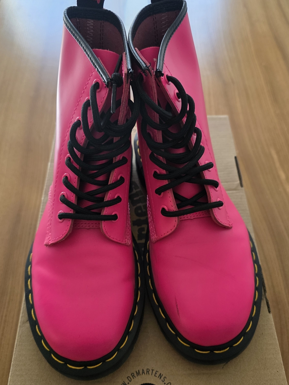 Dr. Martens 1460 Clash Pink Leather Boots with Black Soles